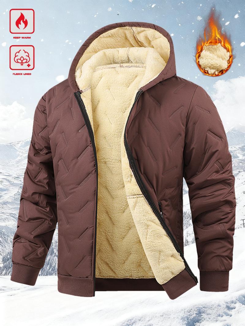 Men's Winter Casual Hooded Fleece Lined Thick Warm Cold Jacket Coat Suitable For Daily Wear And Various Occasions Such As Social GatheringsA must-have versatile piece in men's wardrobes, made from comfortable fabric with a loose fit designed specifically