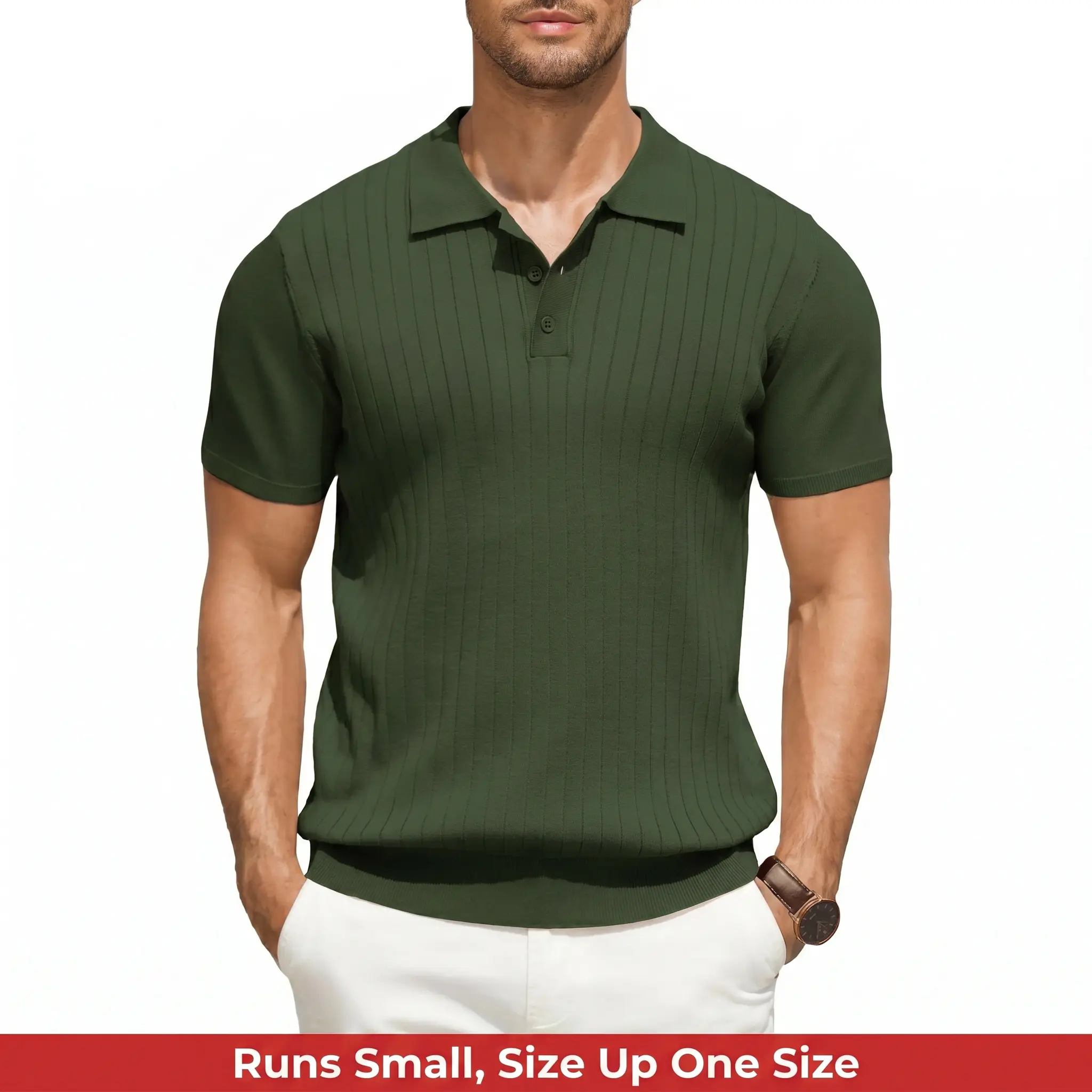 COOFANDY Men's Knit Polo Shirts Short Sleeve Ribbed Knitted Shirt Summer Lightweight Casual Golf Shirts