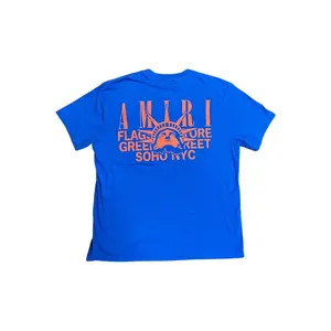 Amiri Greene Street Flagship Short Sleeve Tee Shirt Blue Orange