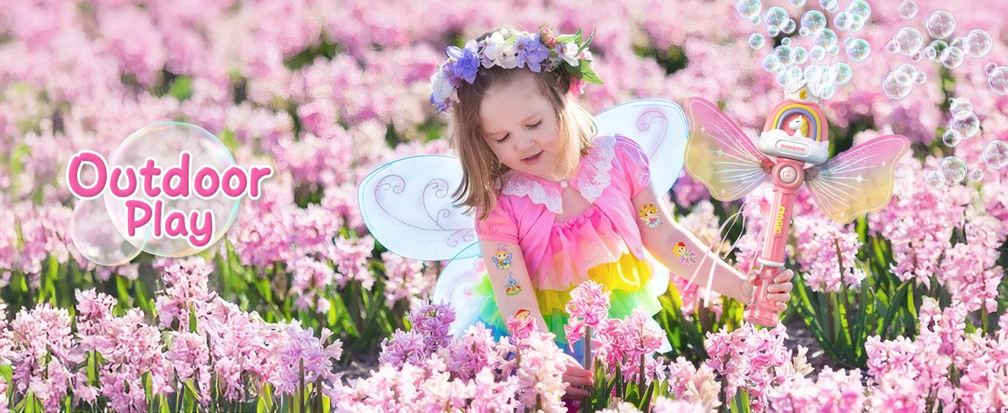 Bubble Machine Wands with Colorful Lights, Princess Bubble Wands with 4 AA Batteries & 2 Solutions, Girl Stuff Outdoor Party Toys for Toddlers, Birthday Gift for 3 4 5 6 7 8 Year Old Girls Bubble Machine Wands with Colorful Lights, Princess Bubble Wands with 4 AA Batteries & 2 Solutions, Girl Stuff Outdoor Party Toys for Toddlers, Birthday Gift for 3 4 5 6 7 8 Year Old Girls