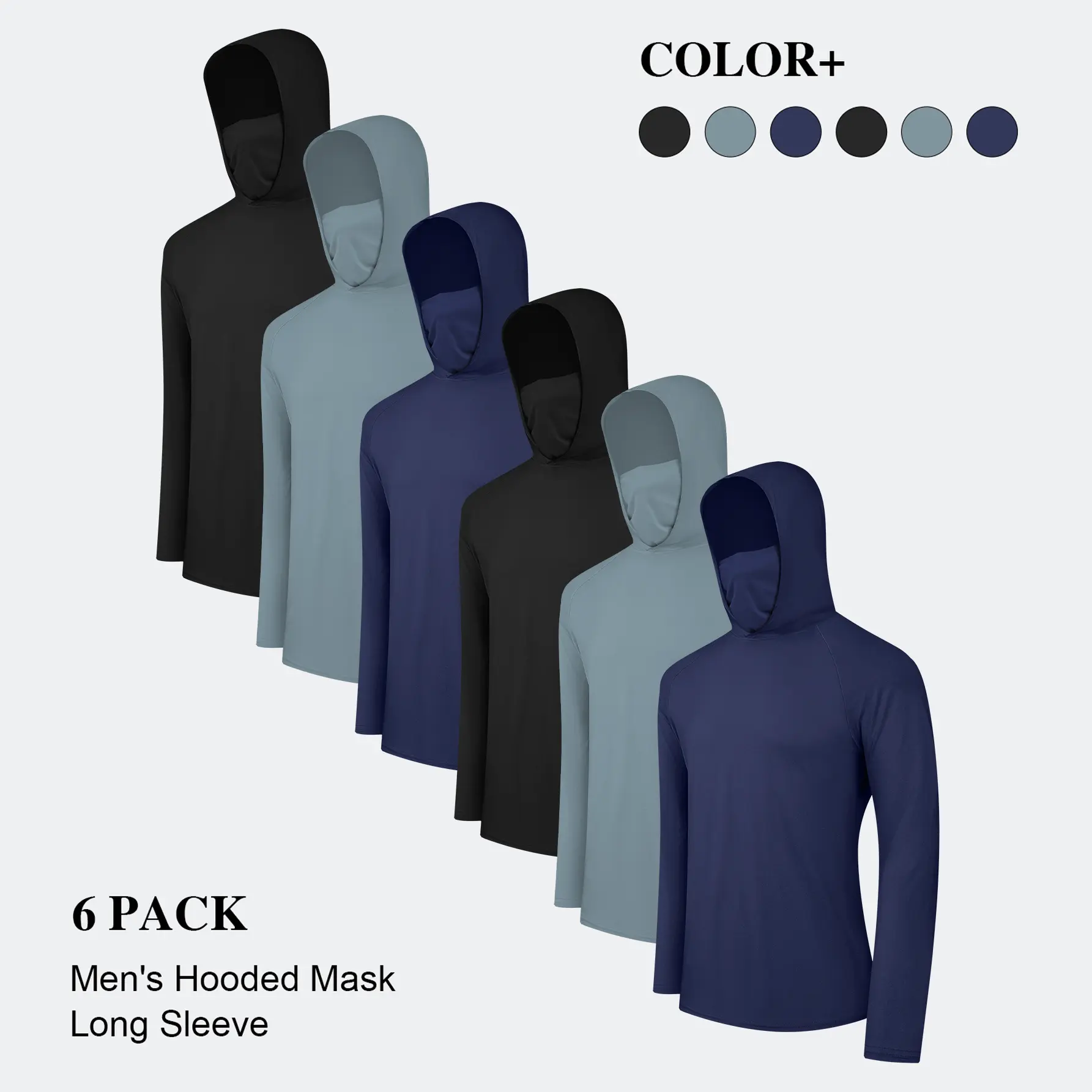 3/6 Packs Men's Casual Hoodies Pullovers Athletic Hoodies With Mask Timeless Classic Solid Color Fall Fashion Shirts For Men Hoodie Workwear With Face Mask Outdoor Activities Breathable Sun Protection Stylish Tops Fall Essential Gym Hoodies sohochic