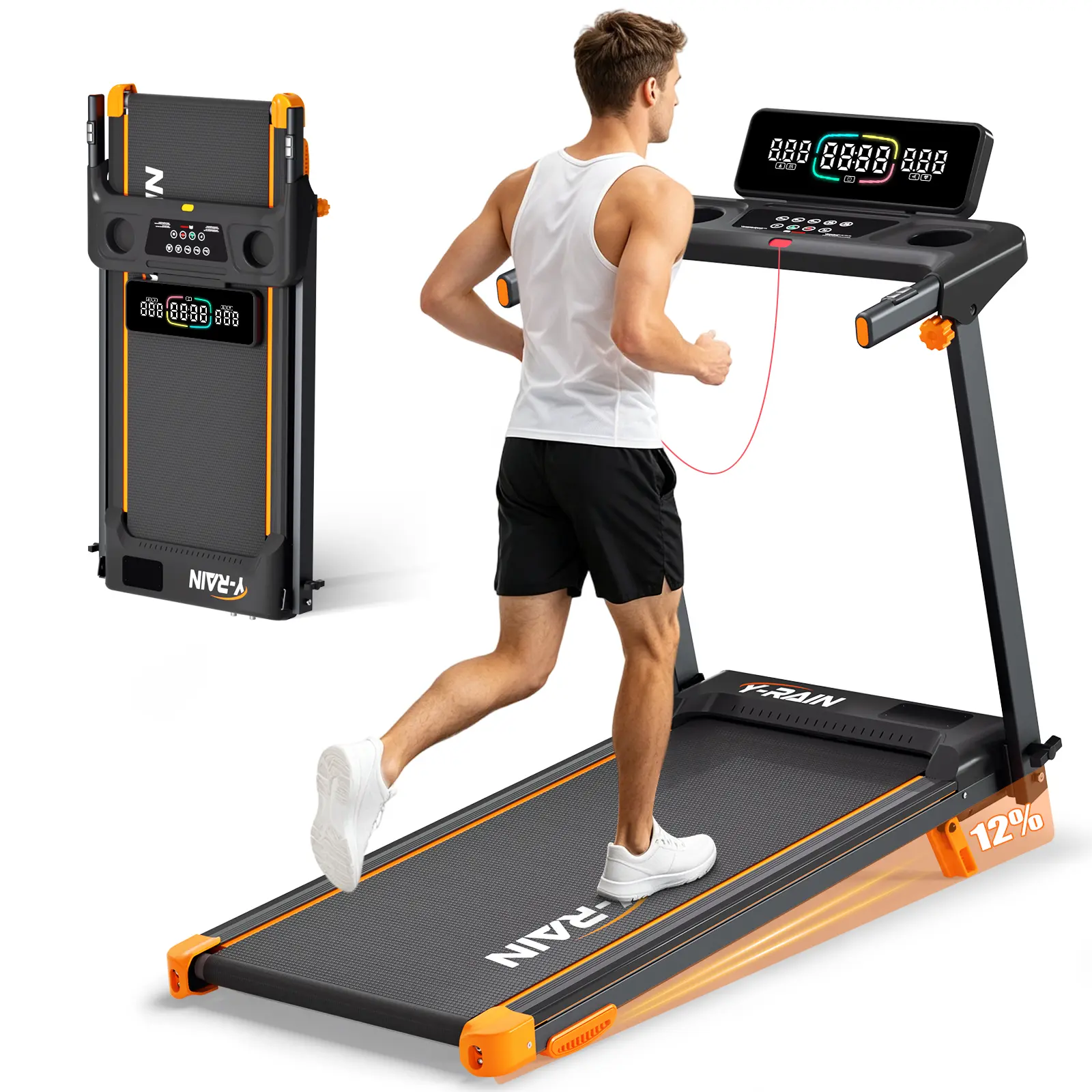 Home Gym Treadmill Walking Pad - 330lb Capacity Workout Equipment with Smart App, Community Workouts, Map Routes, DIY Goals, Cushioned Belt, Incline, HD Display, Quiet High-Speed Motor, Foldable Storage, Compact Design for Home & Office Use