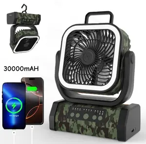 Portable Fan Rechargeable, 30000mAh Cordless Battery Powered Fan with LED Lantern, USB C Battery Operated for Travel Bedroom Home Camping Tent Office Beach Desk Fishing Table