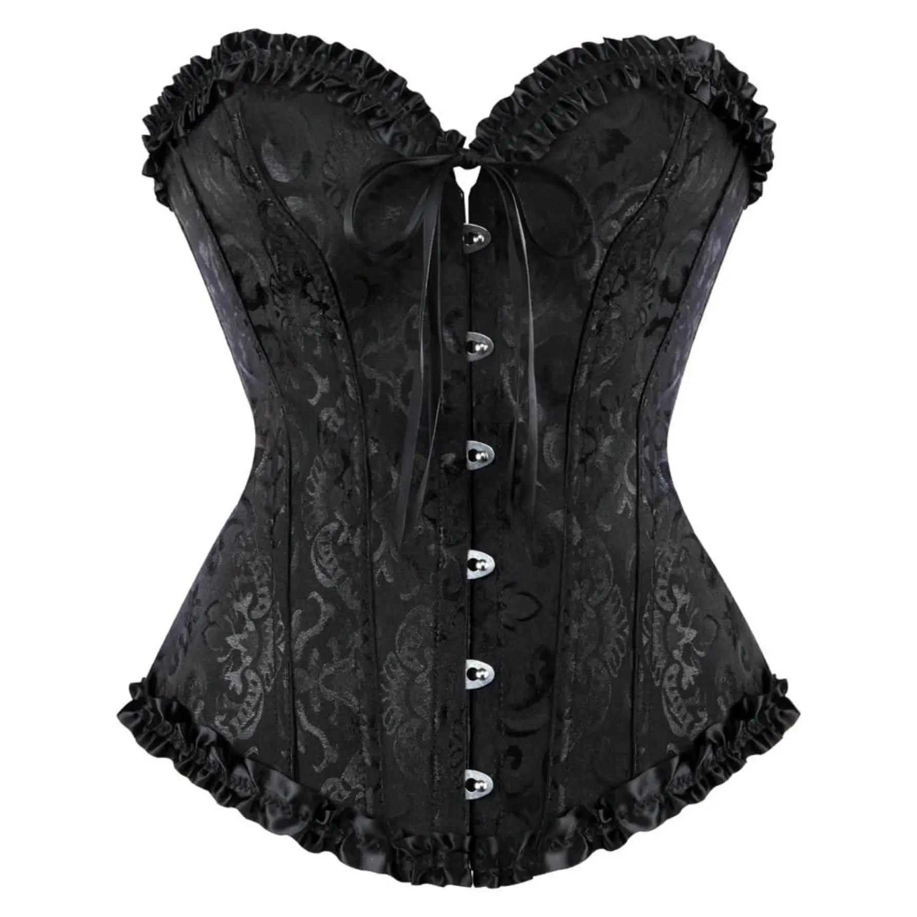 Women's Vintage Overbust Corset Top - Retro Tie-Back Push-Up V-Neck Lace Bodyshaper, Steampunk Special Clothing for Halloween, Night Out Clothes for Women (XS-3XL) Elegant Floral Lightweight All-Day Wear