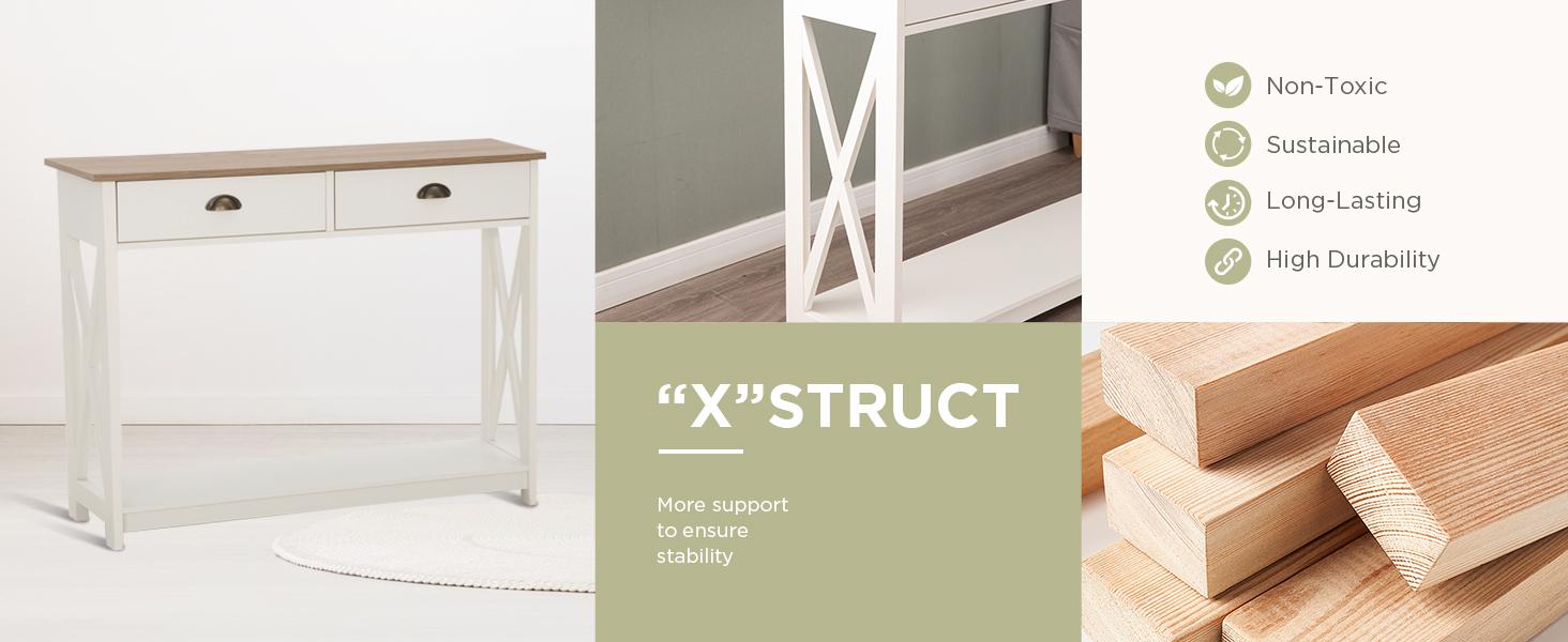 PhiVilla 40" Long Farmhouse Console Table, X-Design Entryway Table for Hallway & Living Room