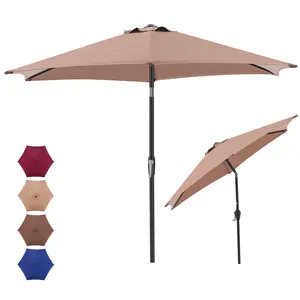7.5 FT Umbrella with 6 Ribs, Outdoor Sunshade Umbrella with Crank Lift and Push-Button Tilt Function