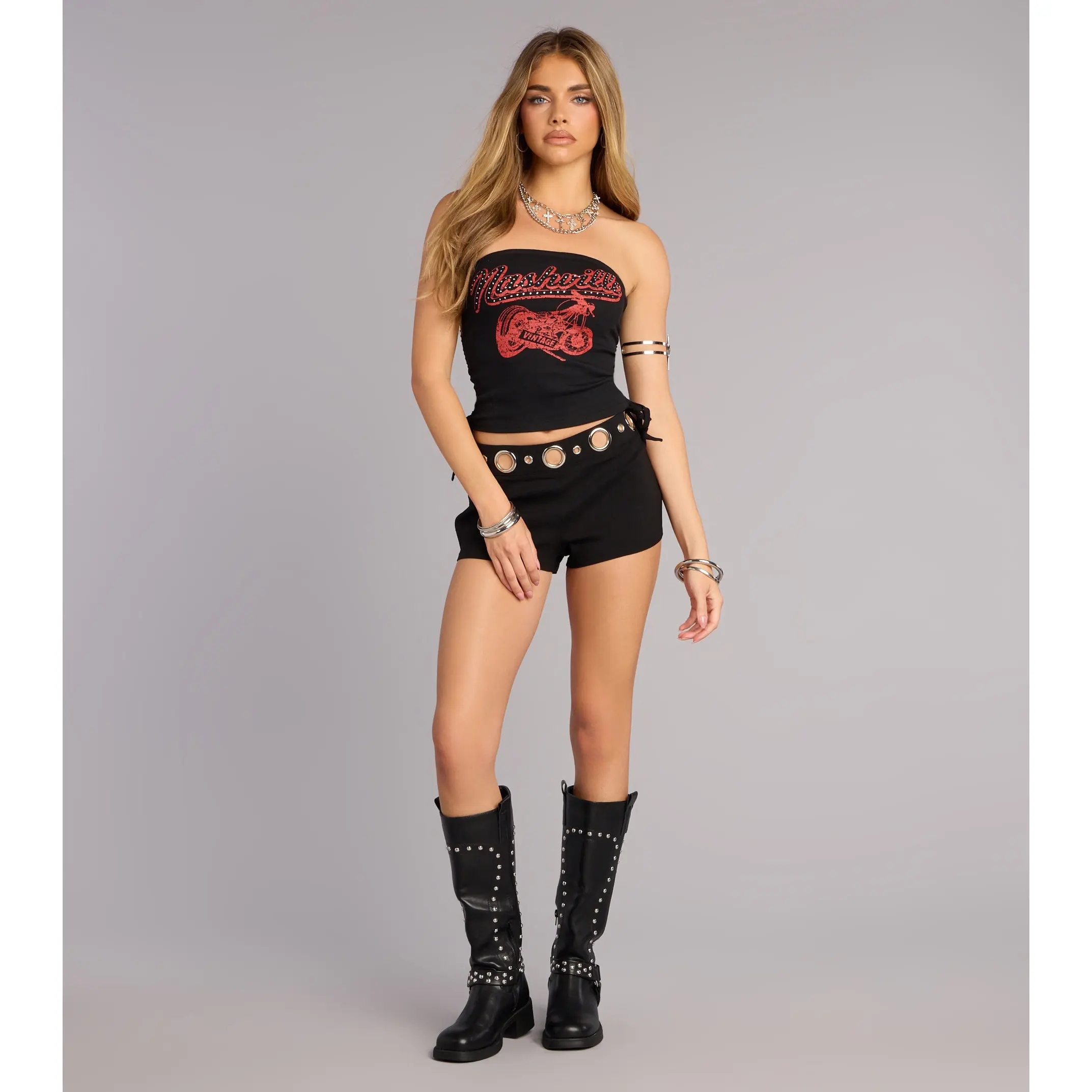 Cool Girl Grommet Waist Hot Shorts