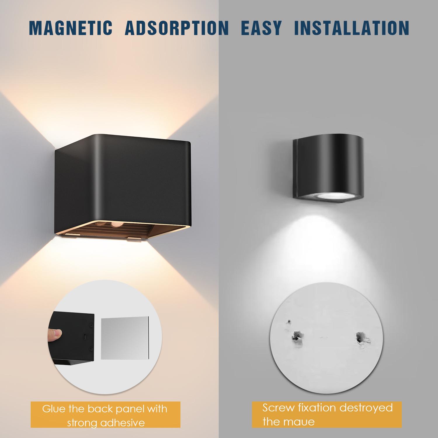 Rechargeable Wall Light with Motion Sensor Indoor LED Wireless Wall Lamp with Switch, 5W Wireless Wall Light USB Rechargeable Stair Light Battery, for Bedroom Living Room Hallway