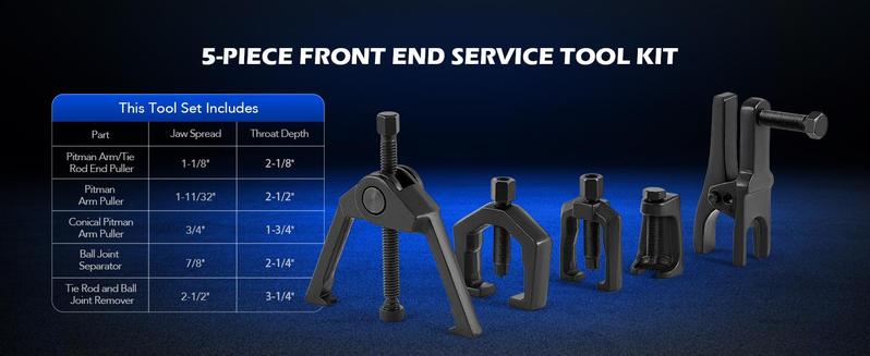 OMT 5-in-1 Heavy Duty Ball Joint Separator, Pitman Arm Puller, Tie Rod End Tool Set, Splitter Removal Kit Red/Blue/Red Black, Mutifunction Tool Set for Front End Service, Gift for men, Home car repair, Automotive Maintance