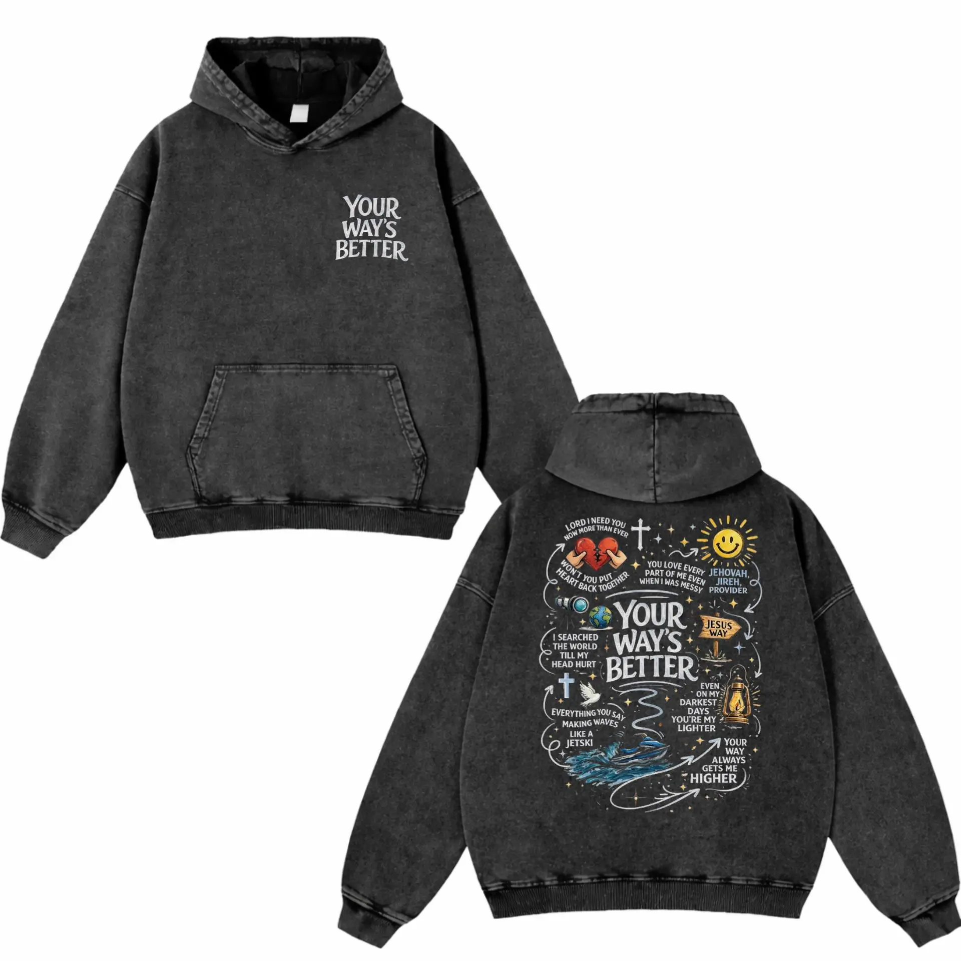 Retro Your Way's Better Washed Hoodie, Christian Apparel, Oversized Menswear And Women Menswear Tops, Gym Pump Cover, Hip Hop Y2K Graphic Apparel, Bibble Gifts