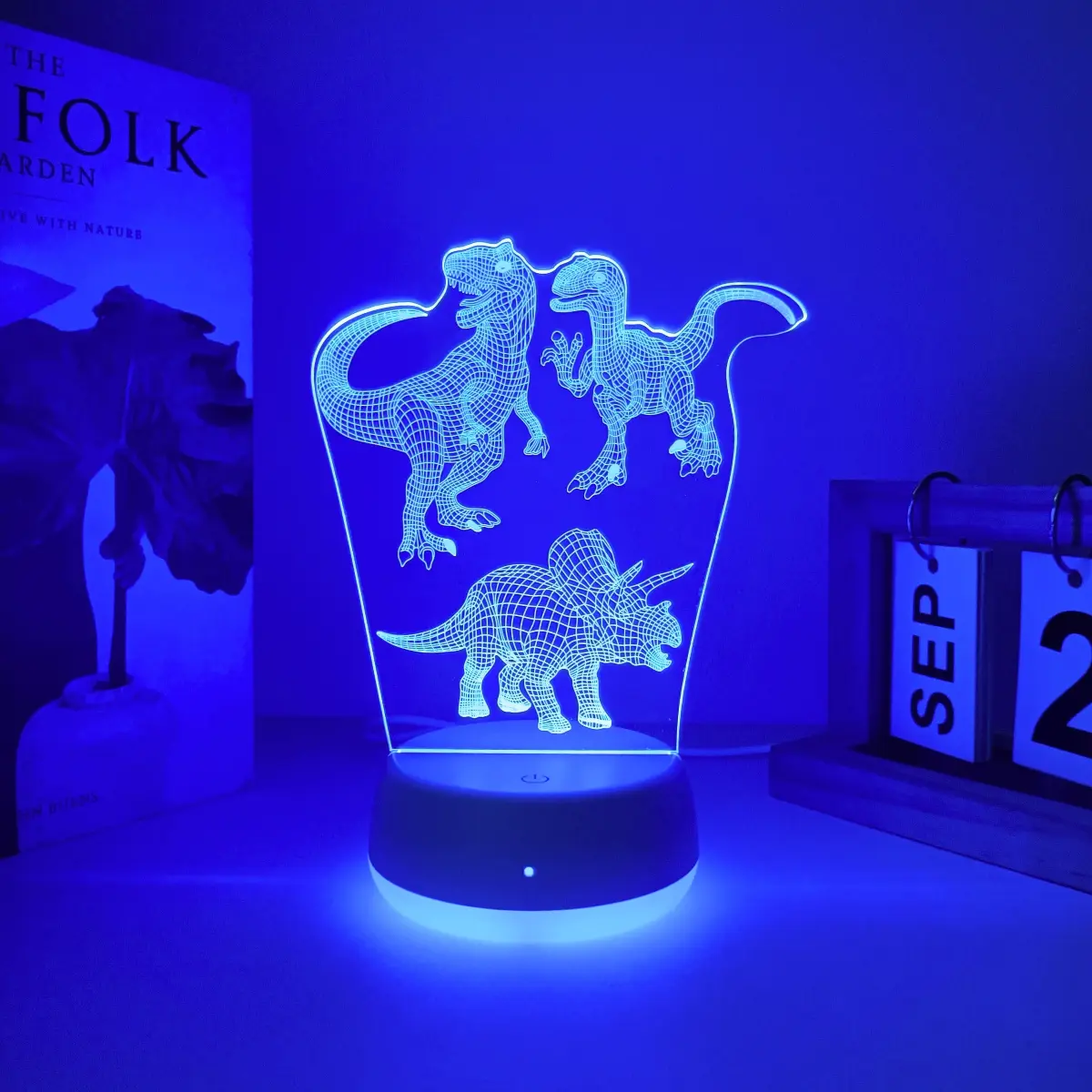 1pc Dinosaur Shaped Colorful 3D Night Light, Dinosaur Lamp, Decorative Lighting, USB Powered Base, Even Glow, Eye-Friendly, Perfect for Bedroom & Living Room Decor