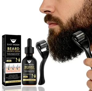 Beard Growth Kit, A Combination Of Serum And Roller, For Thicker And Shinier Beards, Daily Beard Care Products And Tools For Men.