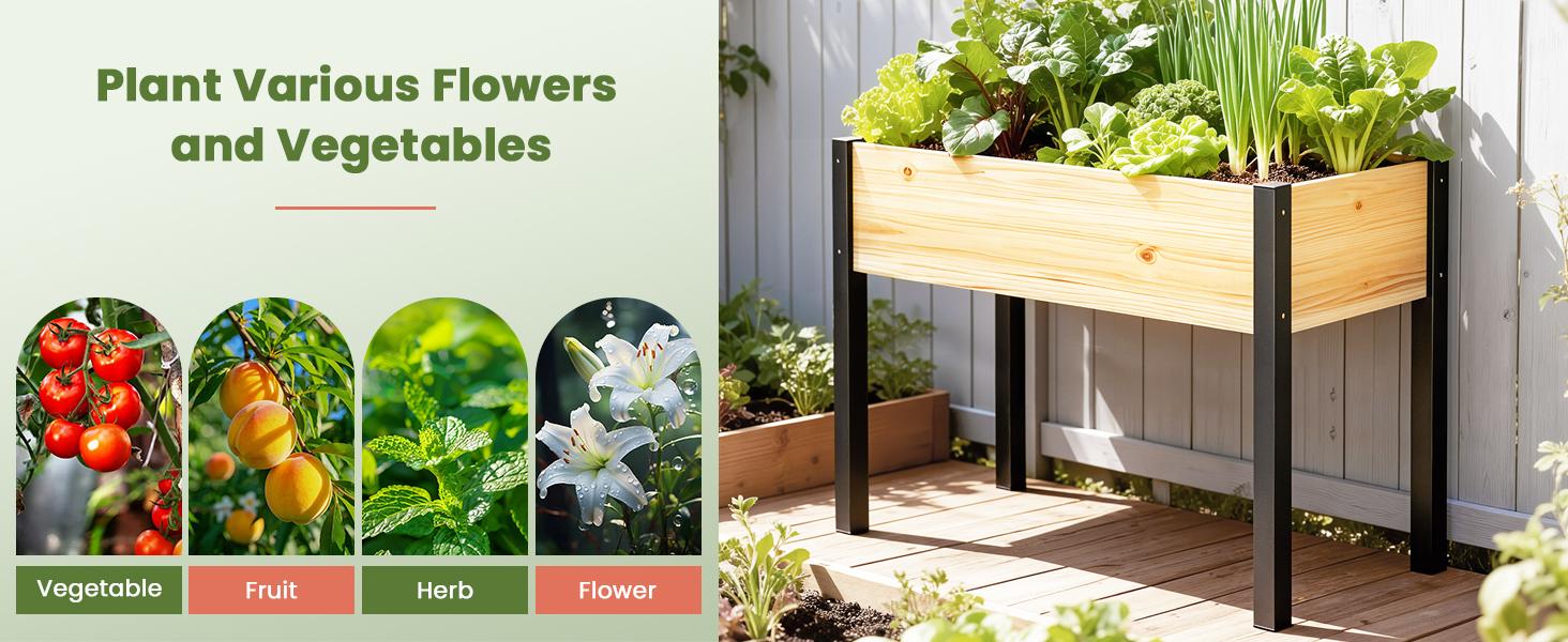 Lilypelle Wooden Raised Garden Bed with Legs, Elevated Reinforced Large Planter Box for Vegetable Flower Herb Outdoors, Beam and Column Structure, Unmatched Strength Outlast