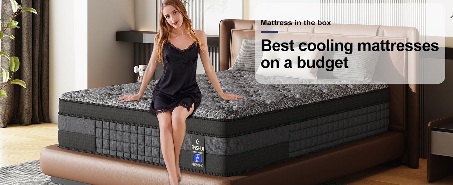 【Spring Glow Up】12 Inch Twin, Full, Queen, King Mattress Memory Foam And Spring, Hybrid MattressMedium Firmness,  For Home Rooms Hotels, Boxed Halloween ChristmasGift Furniture Ergonomic queen size mattress Interior Modern