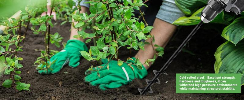 Auger Drill Bit for Planting, Spiral Garden Auger Bit for Bulb Planter and Hole Digger, 3/8 Inch Hex Drive, Garden Tools