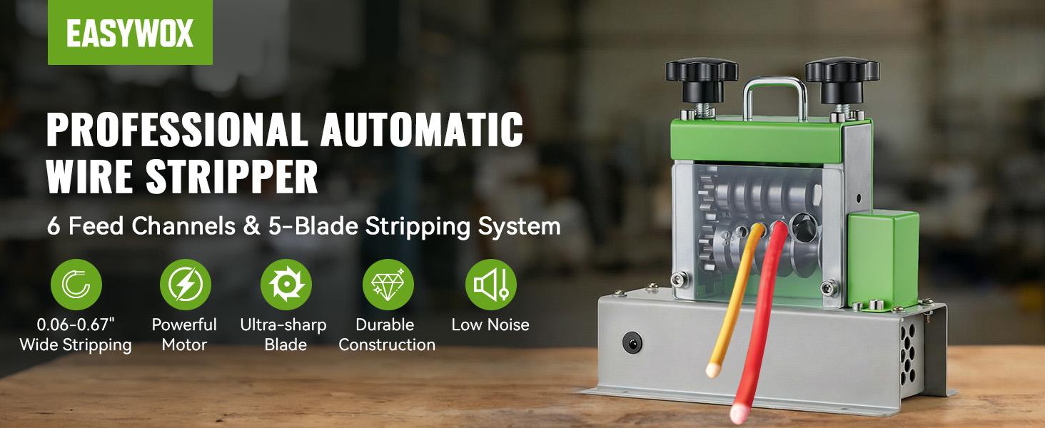 EasyWox Automatic Feed Electric Wire Stripper Machine Portable Cable Stripper Tool with Sharp Blade for Effortless Stripping Stable Performance Ideal for High Volume Work