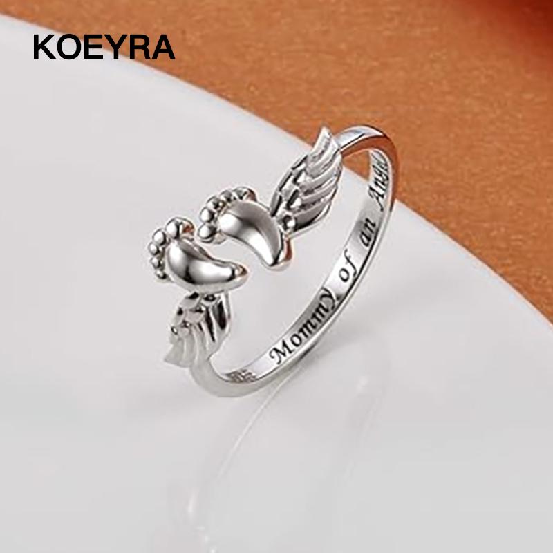 Adjustable Letter & Wing Design Cuff Ring, Fashionable Jewelry for Women, Elegant All-match Fashion Accessories for Daily Wear, Personalized Angel Ring, Engraved Ring