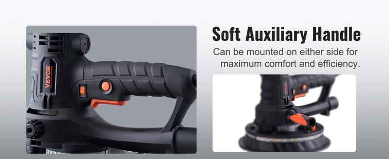 VEVOR Drywall Sander 800W Brush Motor 1200-2300RPM Variable Speed & Auto Vacuum