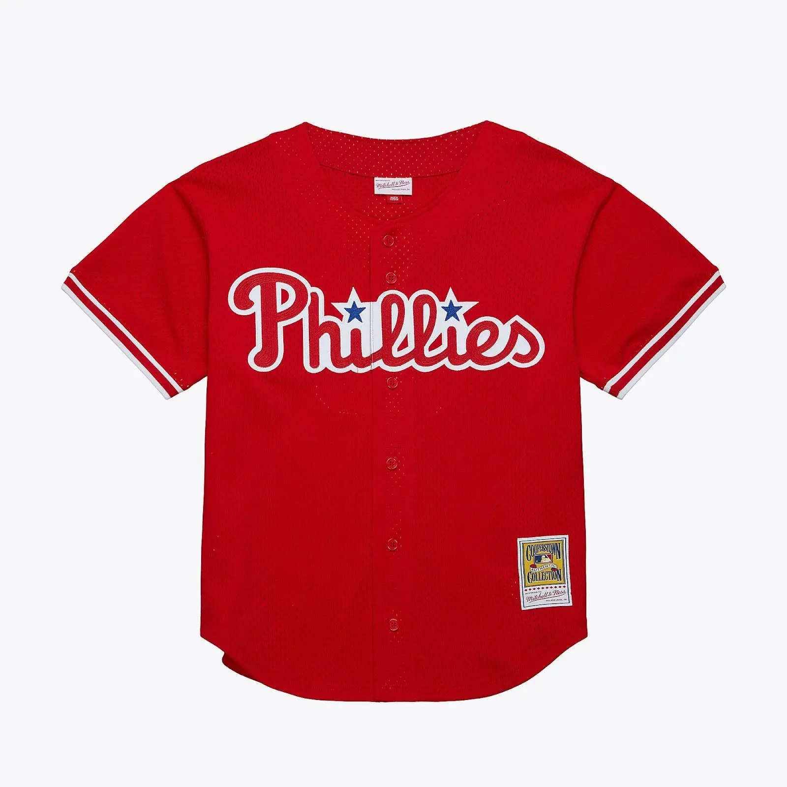 Mitchell & Ness Darren Daulton Philadelphia Phillies 1993 Red Authentic Baseball Jersey, Short Sleeve Tops, Authentic Look, Regular Cut, Team Graphic Batting Practice Jersey