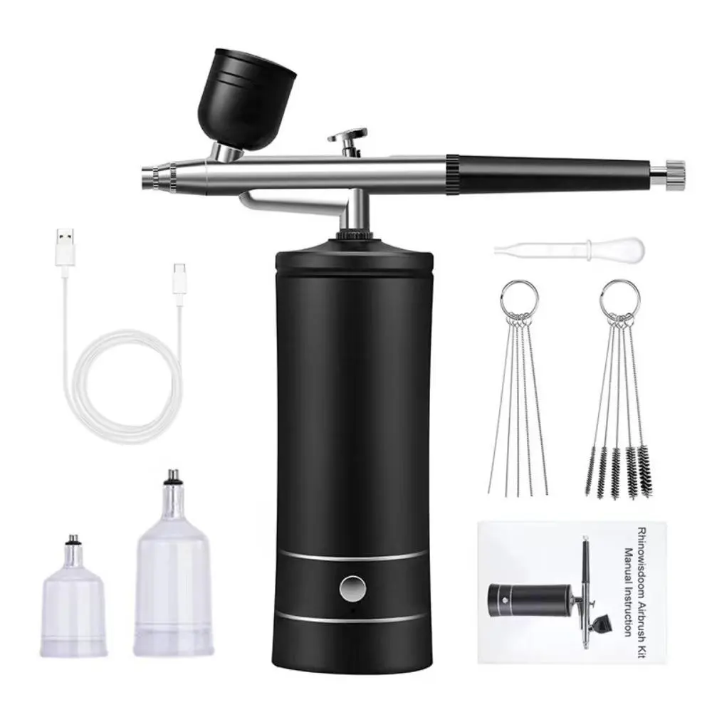 Electric Mini Air Compressor Machine, 1 Set Rechargeable Paint Spraying Tool with Accessories for Nail Art Tattoo Craft Cake, Airbrush Tool for DIY, Power, Handle, Tool Kit, Expert Airbrush Kit, Handheld Power Airbrush