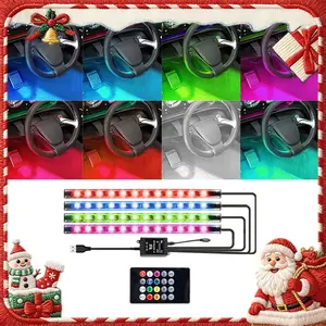 Car interior lighting, includes remote control, music sync, RGB color changing, under-dashboard lighting, 12V LED lights, side step light multicolor car strip light diy mode