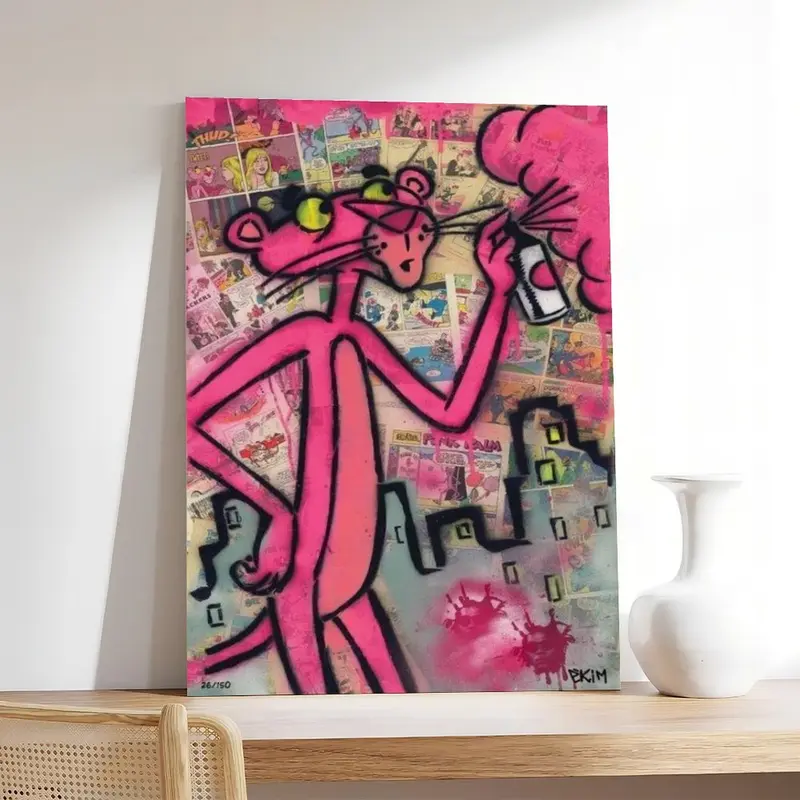 Pink Panther Street Art Graffiti Edition Print, Poster with Spray Decor Kitchen