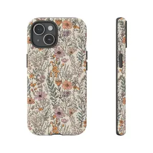 Vintage Boho Flower Phone Case |     Wildflower Cottagecore Cover Premium Film 2 in 1 Phone Case - Durable, Shock Absorbing and Stylish Protection - Compatible with iPhone 17,16, 15, 14, 13, 12, 11, Plus, Pro, Pro Max, Perfec Compatible with Samsung Galax