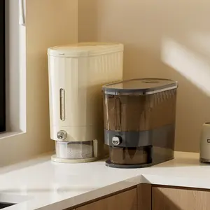 UFORU Press-Type Airtight Rice Dispenser with Dual Sizes (11Lbs/22Lbs) - BPA-Free Grain Cereal Storage Container Equipped with Measuring Cup for Kitchen Pantry Soybean, Corn & Dry Food Organization