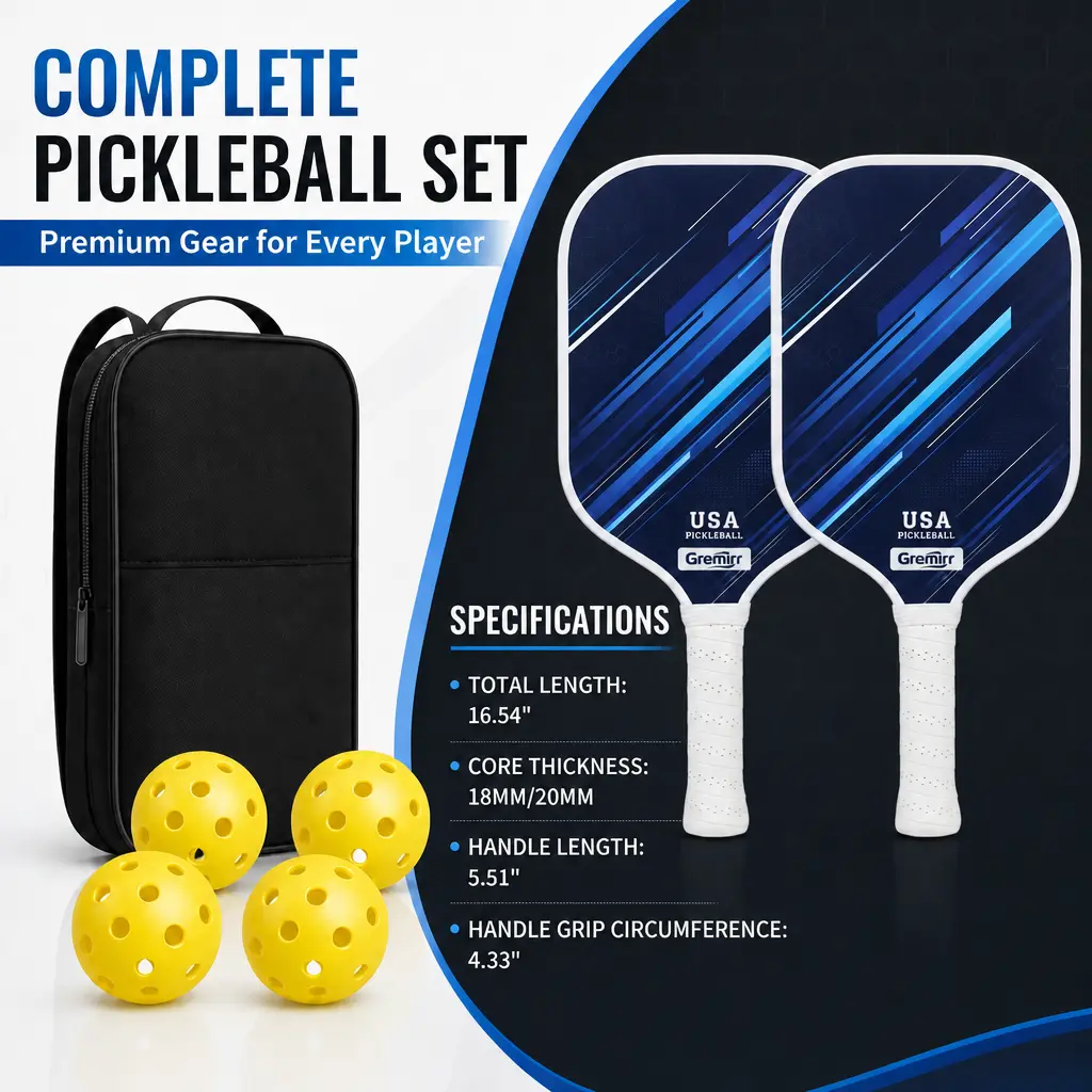 Complete Pickleball Set 2 Paddles with Carry Bag and Balls Premium Gear for Every Player USA Pickleball Approved Outdoor Indoor Court Game Equipment Bundle for Beginners Adults Kids Family Fun Sports Gift