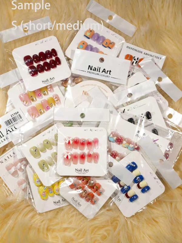 karina:20sets handmade press-on nails selectable size and length random style