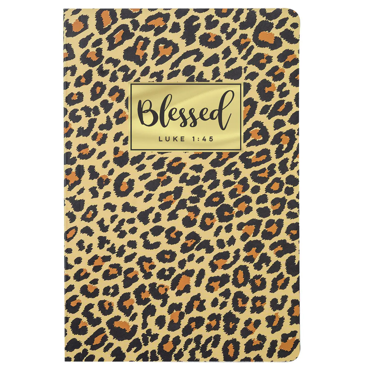 Kerusso Women's Chic Leopard Print Journal - Office Stationery Notebook with 80 Lined Pages, Gold Foil, Luke 1:45 Inspirational Notes, Reflections & Focus on Good Stuff