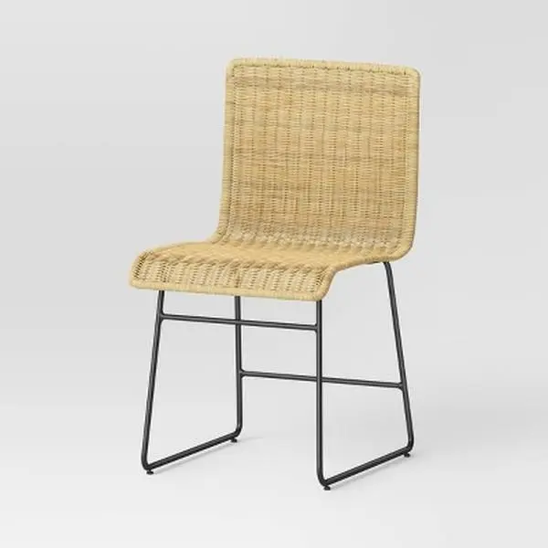 Chapin Modern Woven Dining Chair with Metal Legs Threshold - Threshold