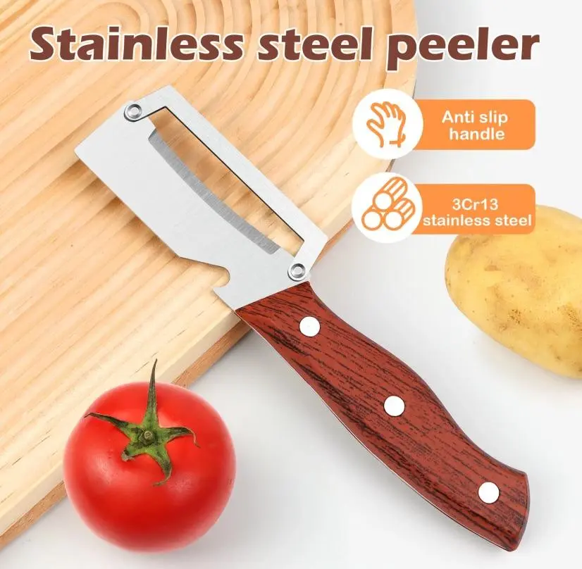 2-in-1 Kitchen Fruit & Veggie Peeler with Bottle Opener - Sharp Stainless Steel Blade, Upgraded Ergonomic Non-Slip Comfort Grip, Kitchen Utensils for Peelers & Cutters