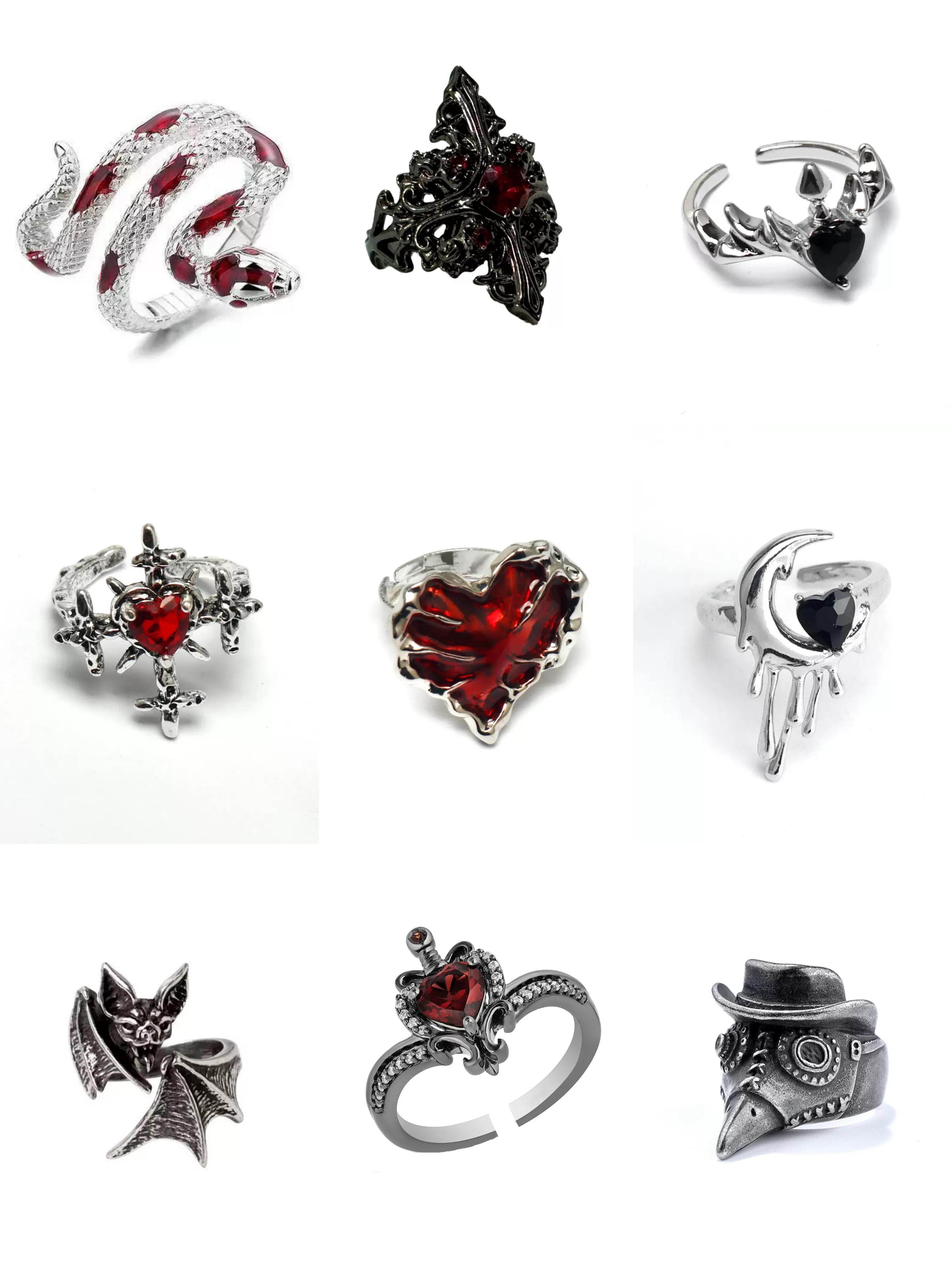 Mieuas Gothic Mystery adjustable Rings Box – Spooky Adjustable Rings Surprise Jar – Witchy Jewelry  – Perfect Halloween Gift for Daughter, Wife, Mom – Mystery Jewelry Bag real goth maker special version crowned budget bulk mourning of