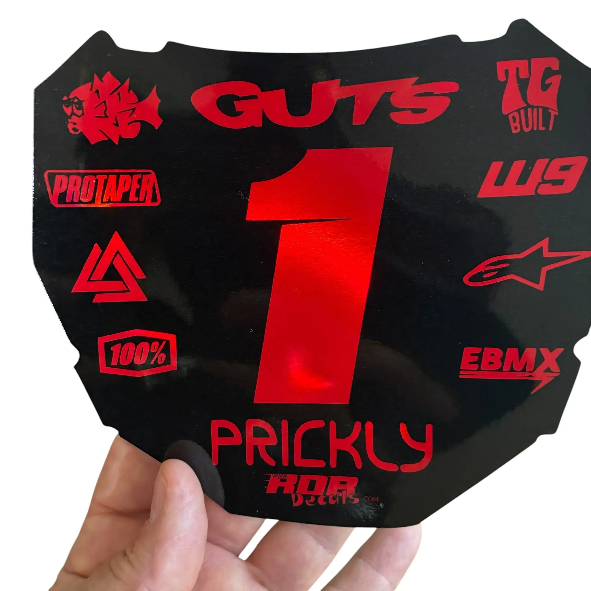 ODI Plate Decal — 11 Logo — Metalic Red