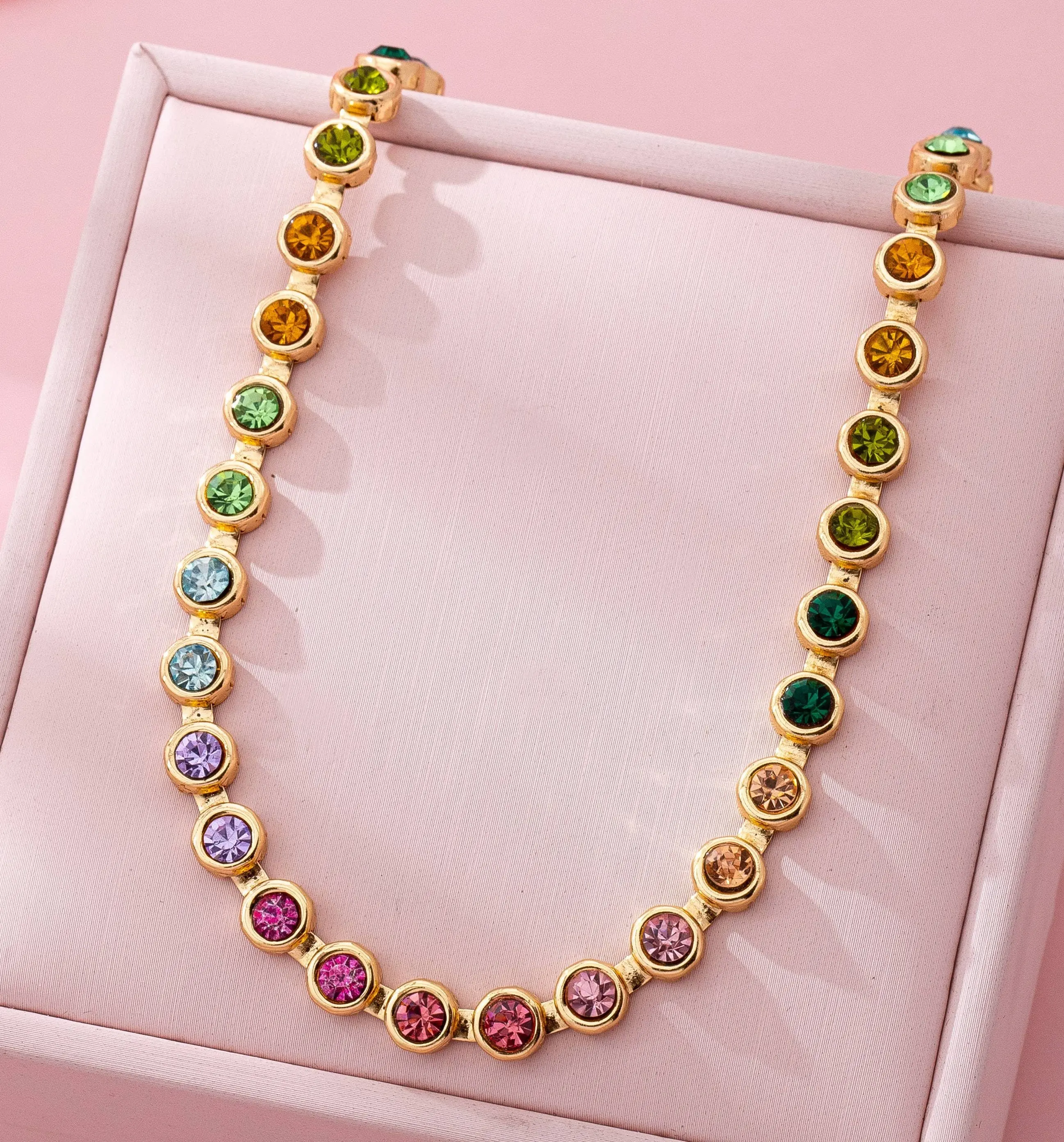 Multi-Colored Gemstone Tennis Necklace