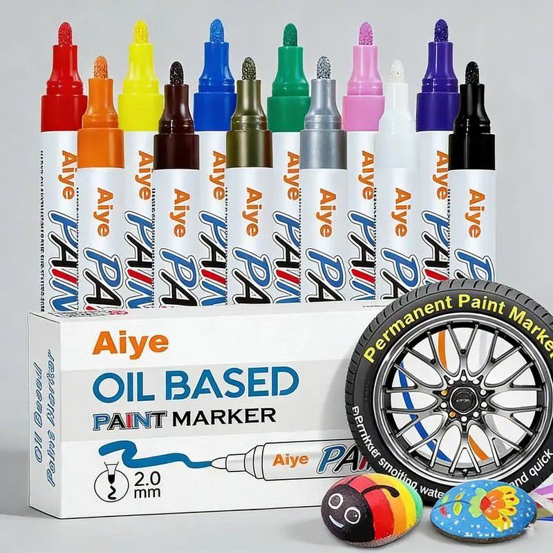 12-Color Waterproof Tire Paint Pen,Oil-Based Tire Lettering & DIY Detail Pen,DIY Custom Lettering Auto Detailing Tool. Quick-Dry,, Fade-Resistant. Viral #CarTok Trend Car Mods Accessories Gift for Men. Easy Application.