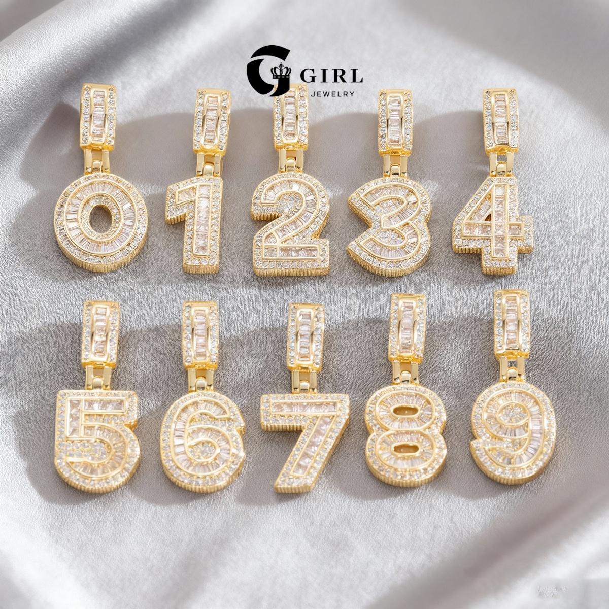 GGIRL Number Pendant Brass 18K Gold Plated 0~9 lucky Number Necklace for Men and Women - Number 0-9 Pendant 23.6 inch Chain Gift for Holiday Haul Christmas Birthdays Anniversaries