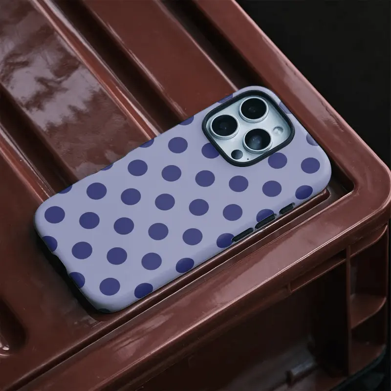 Polka Dot Purple 2-in-1 Phone Case, Protective Cover for iPhone 11 12 13 14 15 16 17 Pro Max Pro Plus
