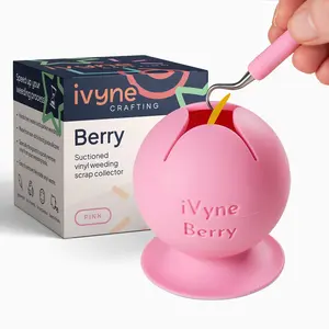 iVyne Berry Suctioned Vinyl Weeding Scrap Collector & Holder for Weeding Tools for Vinyl - Pink - Strong Suction Base, Star-Shaped Opening for Easy Cleaning, Premium Soft Silicone Material