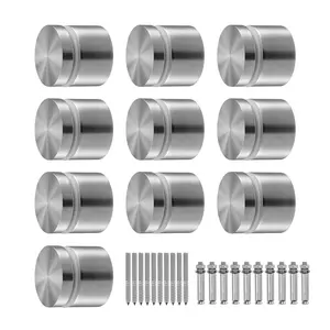 【FathersDayGift】VEVOR Glass Clamp,  , 10 PCS Round Glass Railing Bracket for 0.31 "-0.62 " Tempered Glass, 316 Stainless Steel Glass Mounting Clamp, Glass Shelf Bracket for Balcony, Garden, Pool, Stair, Silver