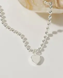 Minimalist Sterling Silver Druzy Crystal Heart Necklace