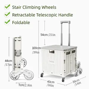 Foldable Multipurpose Trolley with Stair Climbing Wheel, Adjustable Extendable Handle, 360 Degree Rotating Wheels Suitable for Travel, Shopping, Luggage, Office and School Use Wagon