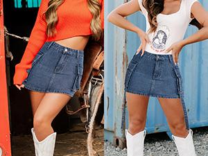 Vogatiques Womens Denim Mini Skirts Summer Trendy Going Out Beach Outfits Comfort Low Waist Cargo Denim with Pockets DSKIRT231122 Womenswear Bottom