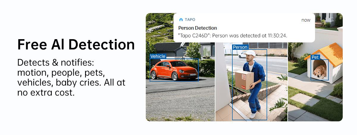 TP-Link & Tapo C246D(2-Pack) 2K 3MP Dual Lens Pan/Tilt Indoor/Outdoor Security Cameras with AI Detection, 360° Pan, Free Person/Vehicle Detection, SD/Cloud Storage, Works with Alexa & Google Home