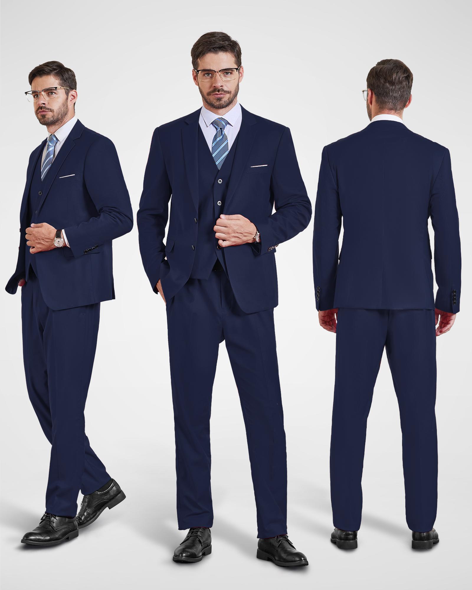 YND Men's Slim Fit 3-Piece Suit, 2-Button Jacket Pants Set, Random Tie, Formal Business Prom Casual Set, Suitable for Various Business and Casual Occasions, Suitable for Weddings,business casual outfits, prom outfits men, office work clothes YND Men's Slim Fit 3-Piece Suit, 2-Button Jacket Pants Set, Random Tie, Formal Business Prom Casual Set, Suitable for Various Business and Casual Occasions, Suitable for Weddings,business casual outfits, prom outfits men, office work clothes