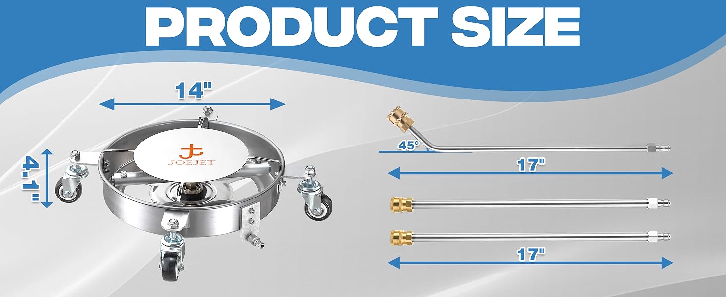 Undercarriage Pressure Washer Attachment, Undercarriage Cleaner with 4 Wheels, 14 Inch , 3 Power Washer Extension Wands, 4000 PSI carwasher Undercarriage Pressure Washer Attachment, Undercarriage Cleaner with 4 Wheels, 14 Inch , 3 Power Washer Extension Wands, 4000 PSI carwasher