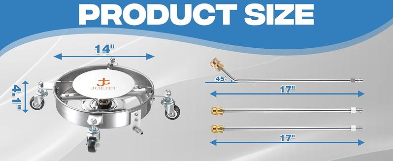 Undercarriage Pressure Washer Attachment, Undercarriage Cleaner with 4 Wheels, 14 Inch , 3 Power Washer Extension Wands, 4000 PSI carwasher
