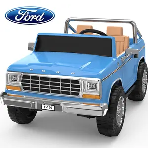 ANPABO Licensed Ford F-150 2 seat Kids Ride on Car 24V, 4 * 100W Motors, 3-Speeds, Soft Start, Large Storage Box, Music Player, Remote Control, Retro Style, Electric Car for Kids 3-8