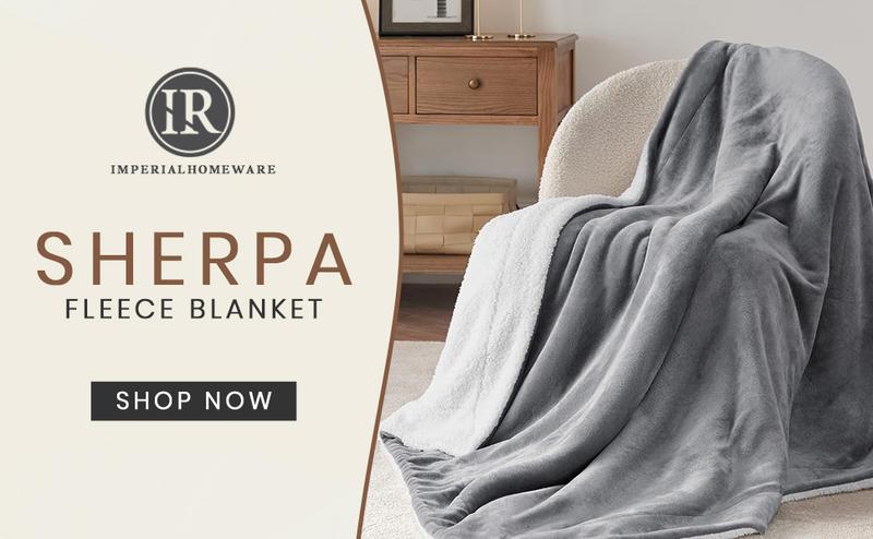 【Weekly Picks 】Imperial Homeware Ultra-Soft Luxury Sherpa Fleece Blanket Dual-Layer Plush Warm & Lightweight Throw for Cozy Nights Available in Queen, Twin and Throw Sizes